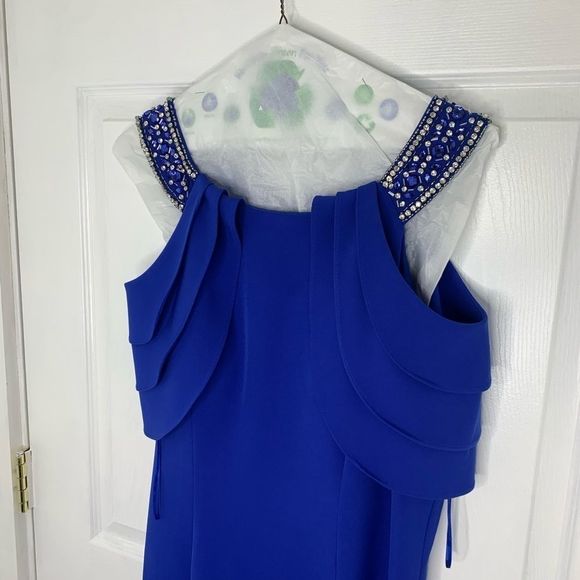 Fancy Schmancy Blue Beaded Detail Evening Gown - Picture 4 of 10